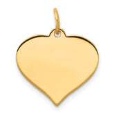 10K Gold Heart Disc Charm with Polished Finish and Engravable Design